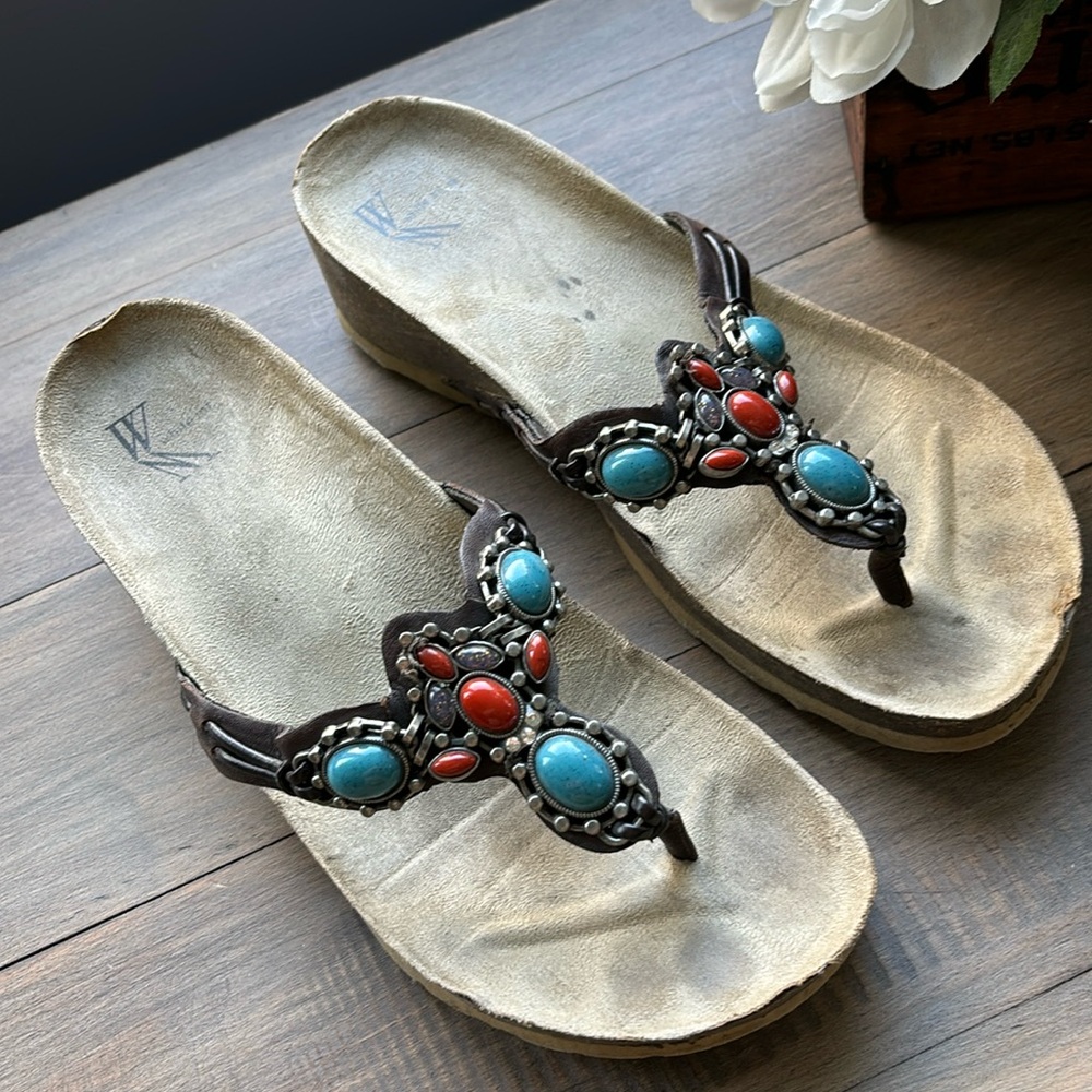 White Mountain beaded sandals